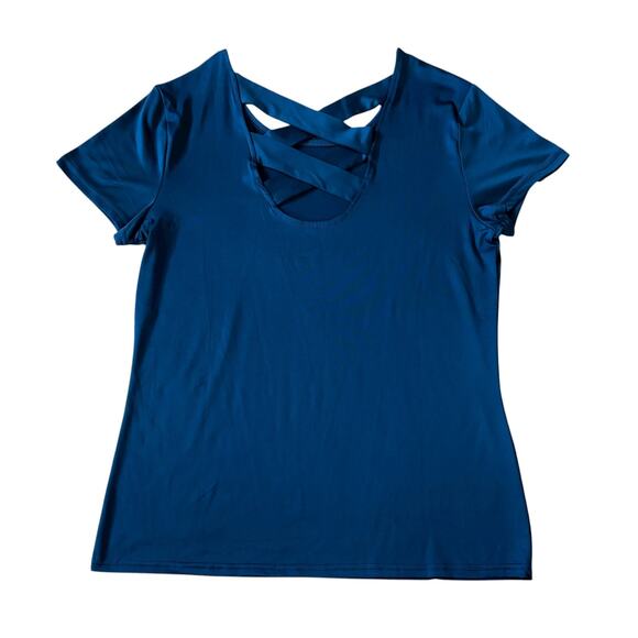 Adrienne Vittadini Blue Short Sleeve Active Tee Womens Size M - Picture 5 of 5